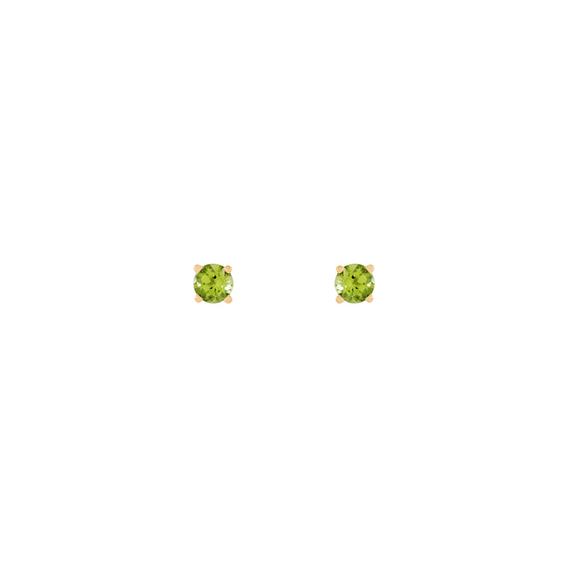 4 mm Round Natural Peridot Solitaire Stud Earrings (14K)