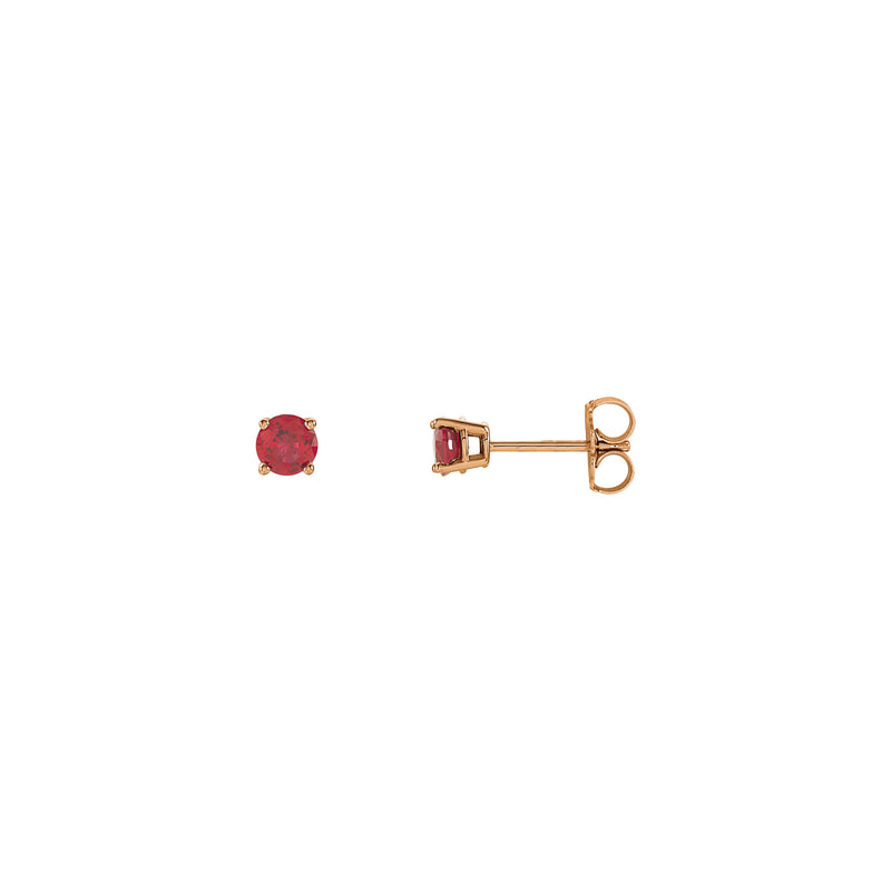 4 mm Round Natural Ruby Solitaire Stud Earrings (14K)