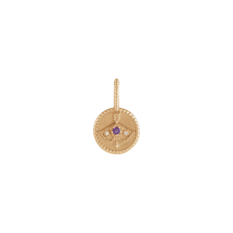 Amethyst and White Diamond Sagittarius Zodiac Sign Pendant