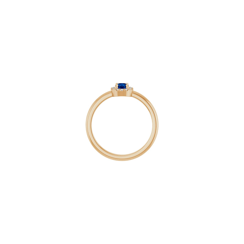 Blue Sapphire and Diamond French-Set Halo Ring