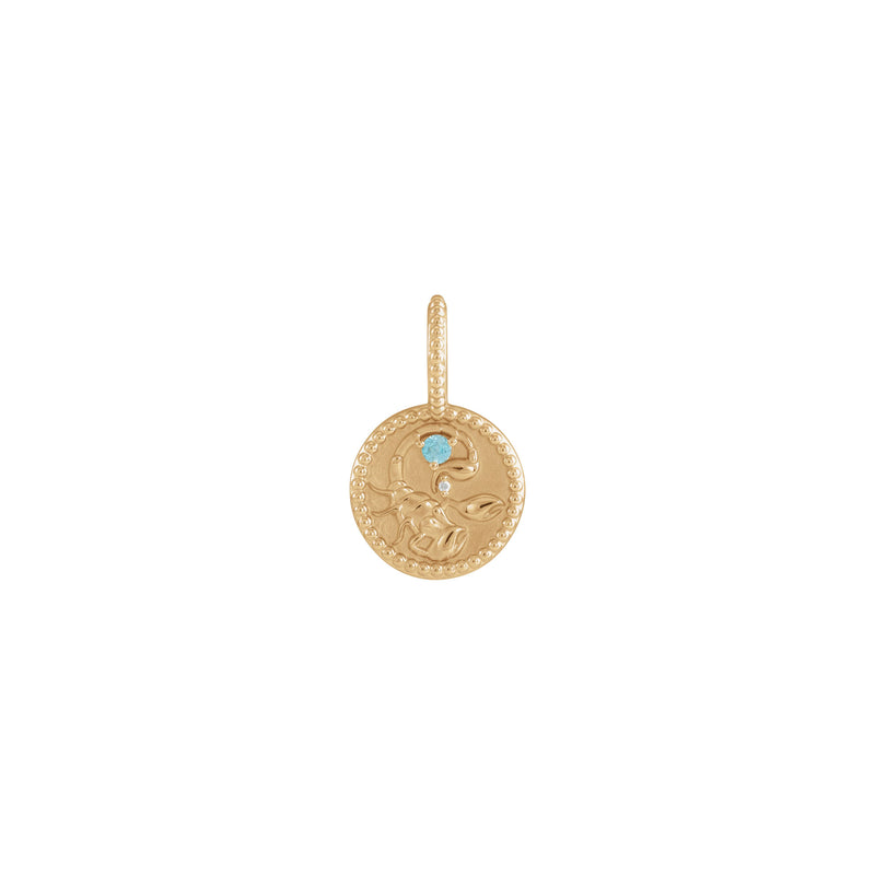 Blue Zircon and White Diamond Scorpio Zodiac Sign Pendant