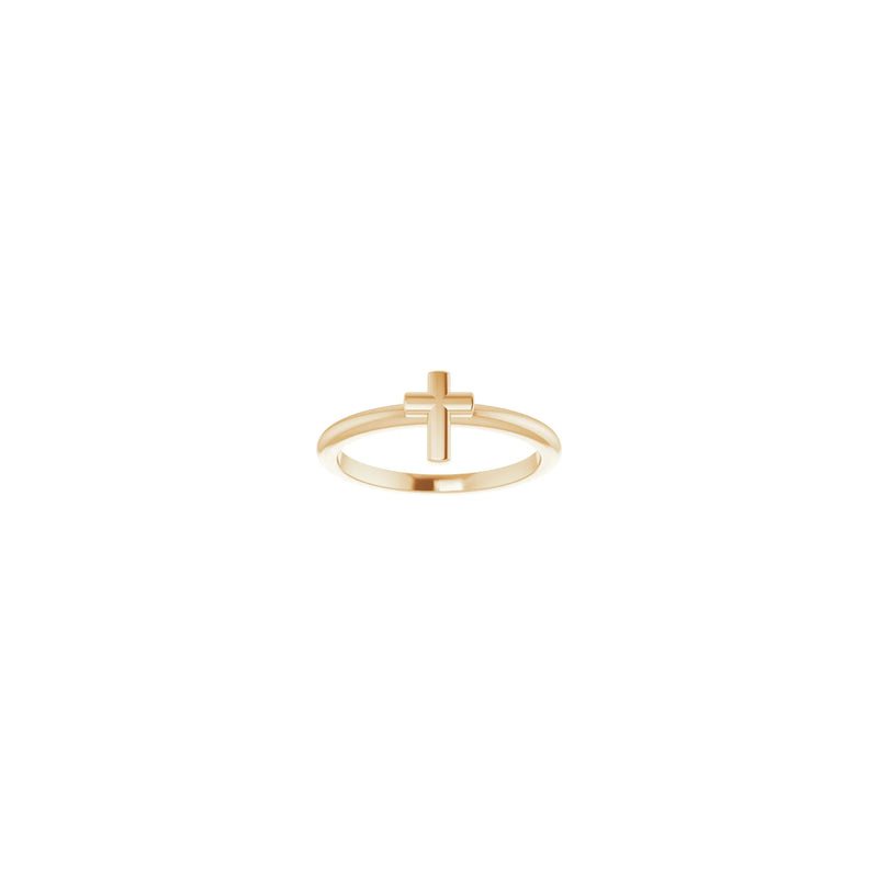 Bold Cross Stackable Ring (Rose 14K) front - Popular Jewelry - New York