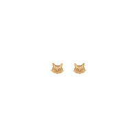 Front view of a 14K rose gold Cat Face stud Earrings
