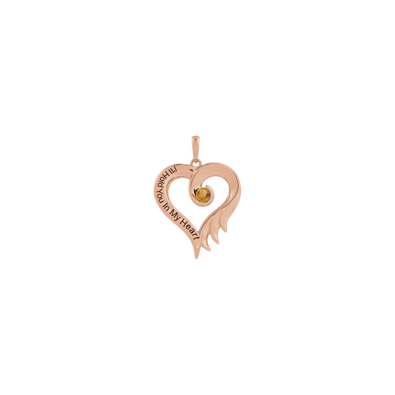 Citrine Engraved Heart ''I'll Hold You In My Heart'' Pendant