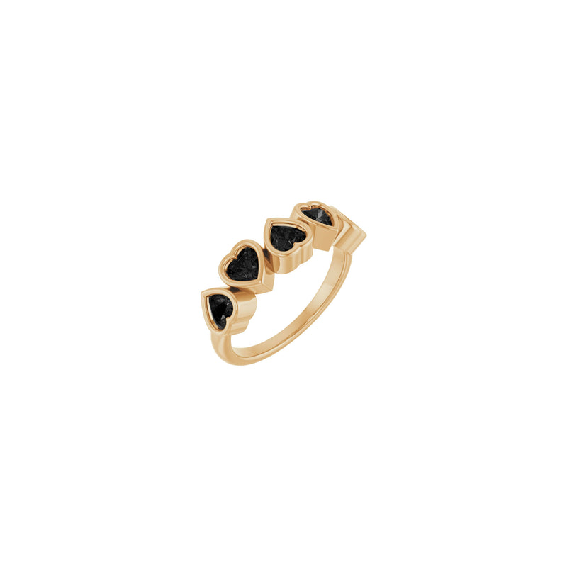 Five Black Onyx Hearts Ring