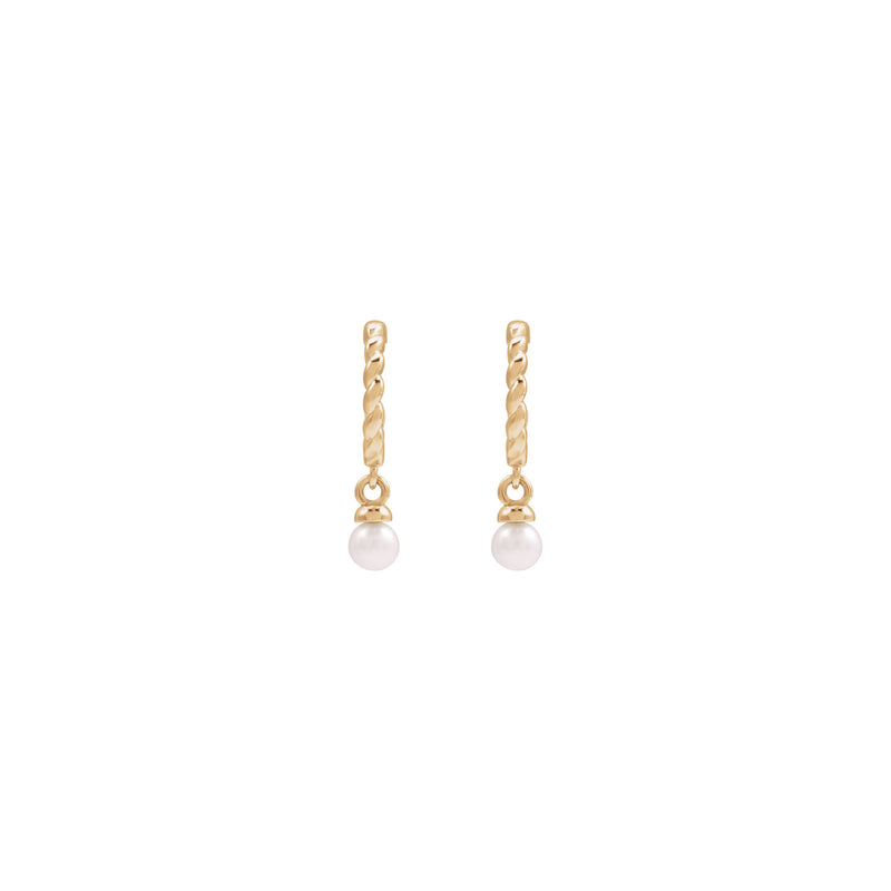 Freshwater Pearl Dangling Rope Hoop Earrings (14K)