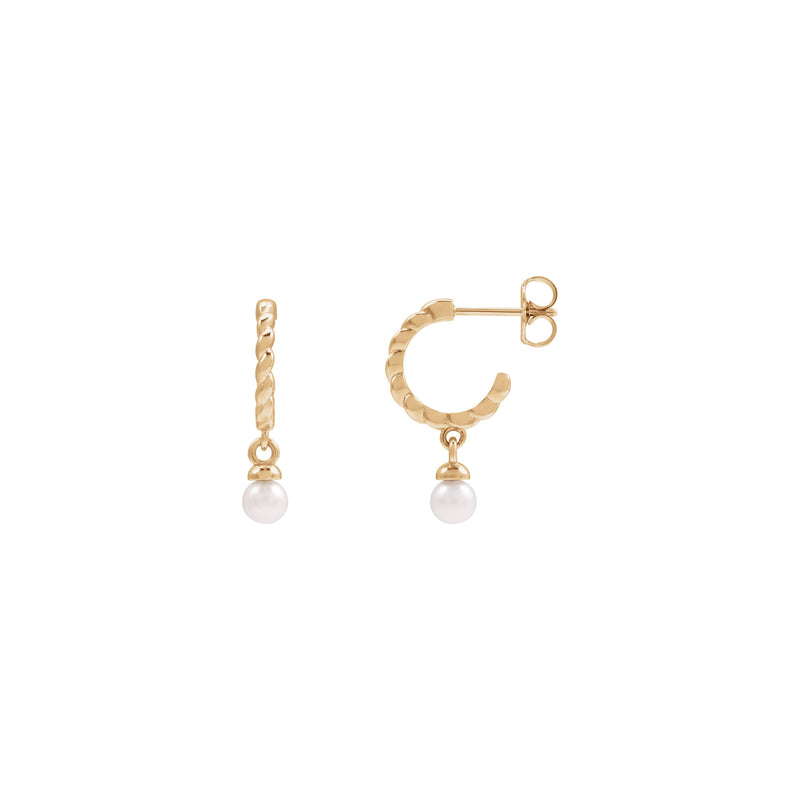 Freshwater Pearl Dangling Rope Hoop Earrings (14K)