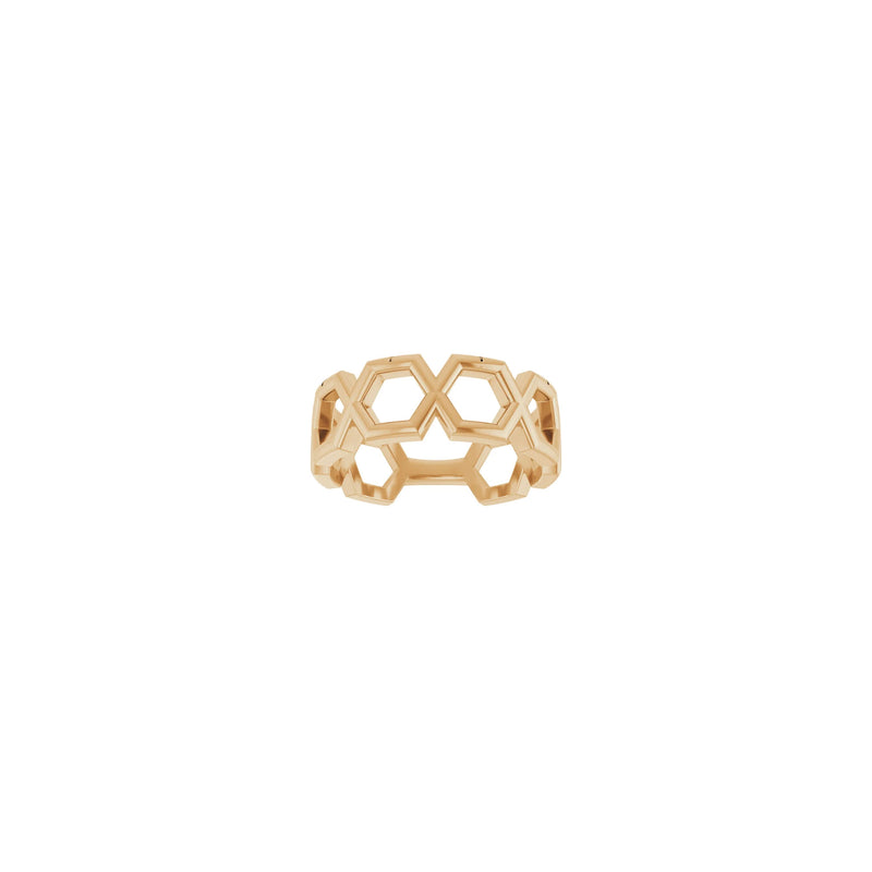 Front view of a 14K rose gold Hexagon Sequence Ring