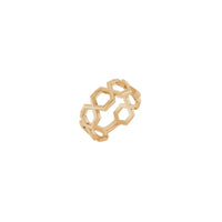 Main diagonal view of a 14K rose gold Hexagon Sequence Ring