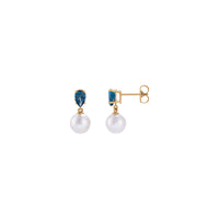 London Blue Topaz and White Akoya Pearl Dangle Earrings