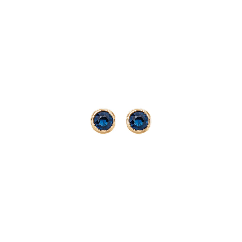 Natural Blue Sapphire Bezel Stud Earrings (14K)