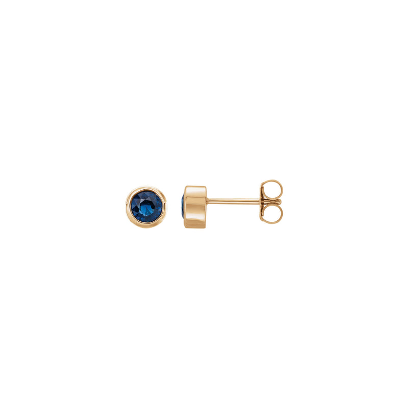 Natural Blue Sapphire Bezel Stud Earrings (14K)