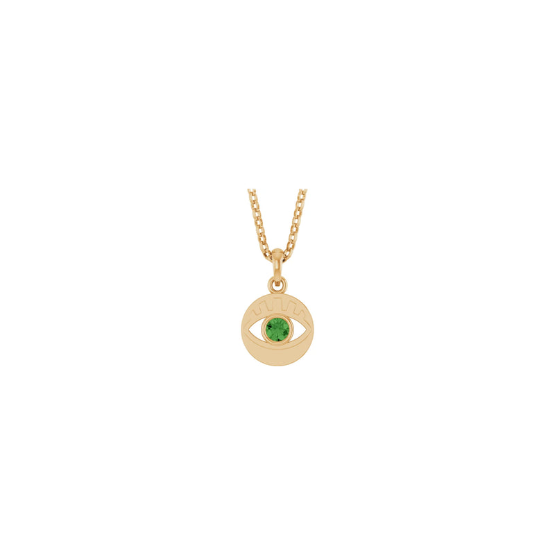 Natural Green Tourmaline Evil Eye Necklace