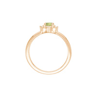 Natural Peridot and White Diamond Halo-Style Ring