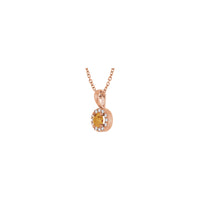 Natural Round Citrine and Diamond Halo Necklace