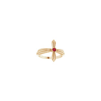 Natural Ruby Sideways Ribbed Cross Ring