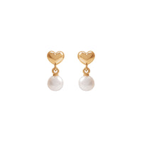 Pearl Dangle Heart Earrings