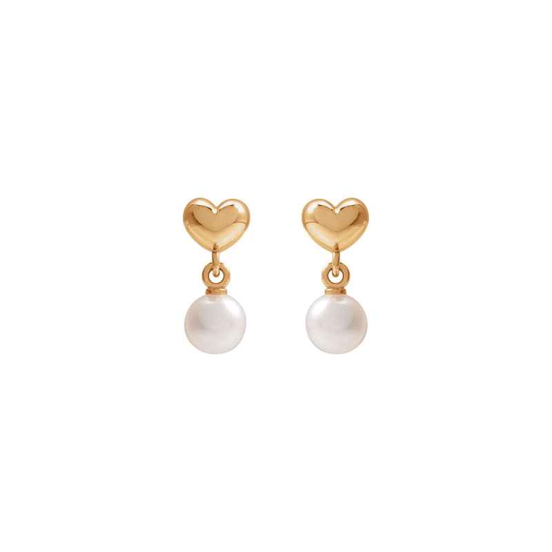 Pearl Dangle Heart Earrings