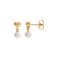 Pearl Dangle Heart Earrings