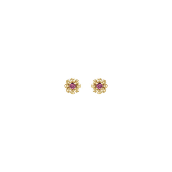 Pink Tourmaline Petite Flower Stud Earrings