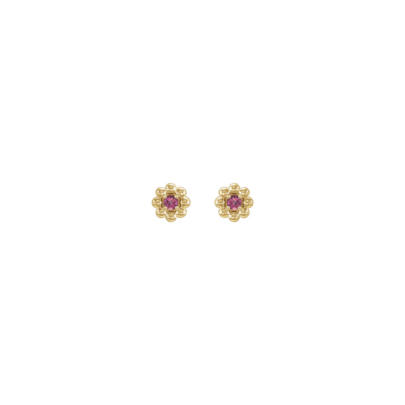 Pink Tourmaline Petite Flower Stud Earrings