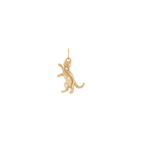 Front view of a playful cat pendant made with 14k rose gold