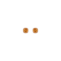 Round Citrine Beaded Cushion Setting Earrings