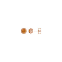 Round Citrine Beaded Cushion Setting Earrings