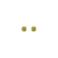 Round Peridot Beaded Cushion Setting Earrings