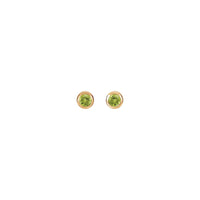 Natural Peridot Bezel Stud Earrings (14K)