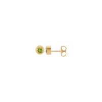 Natural Peridot Bezel Stud Earrings (14K)