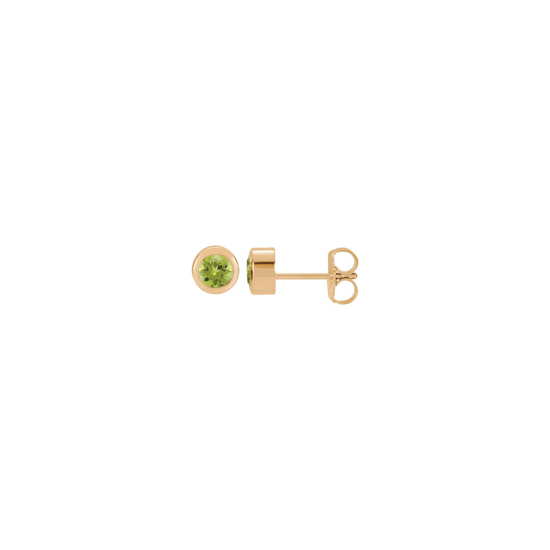 Natural Peridot Bezel Stud Earrings (14K)