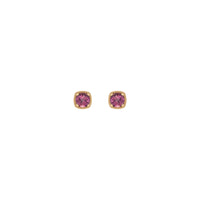 Round Pink Tourmaline Beaded Cushion Setting Earrings