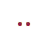 Round Ruby Beaded Cushion Setting Earrings