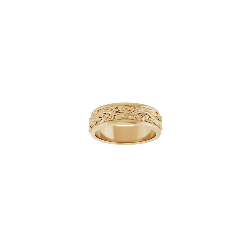 Wavy Laurel Textured Ring (Rose 14K) front - Popular Jewelry - New York