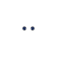 3.5 mm Round Blue Sapphire and Diamond Halo Stud Earrings