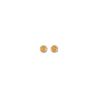 3.5 mm Round Citrine and Diamond Halo Stud Earrings