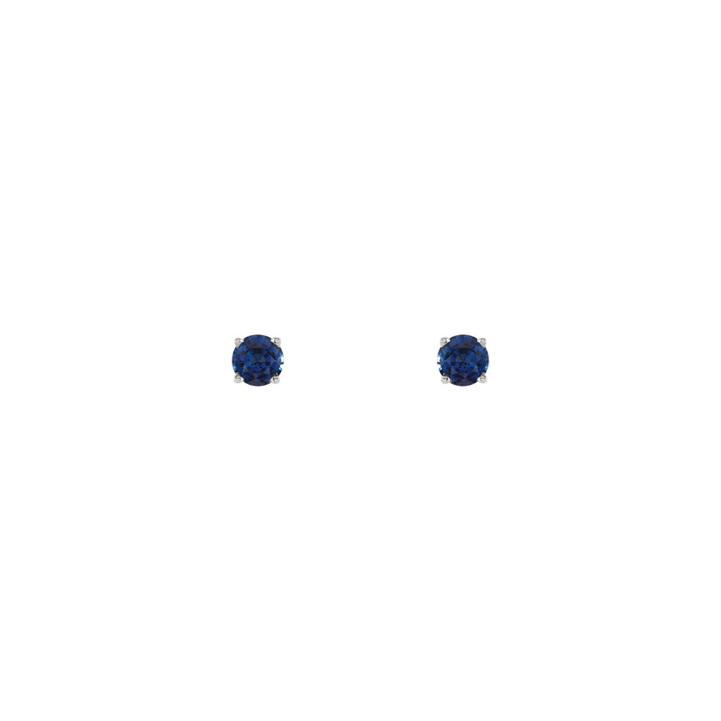 4 mm Round Natural Blue Sapphire Solitaire Stud Earrings (14K)