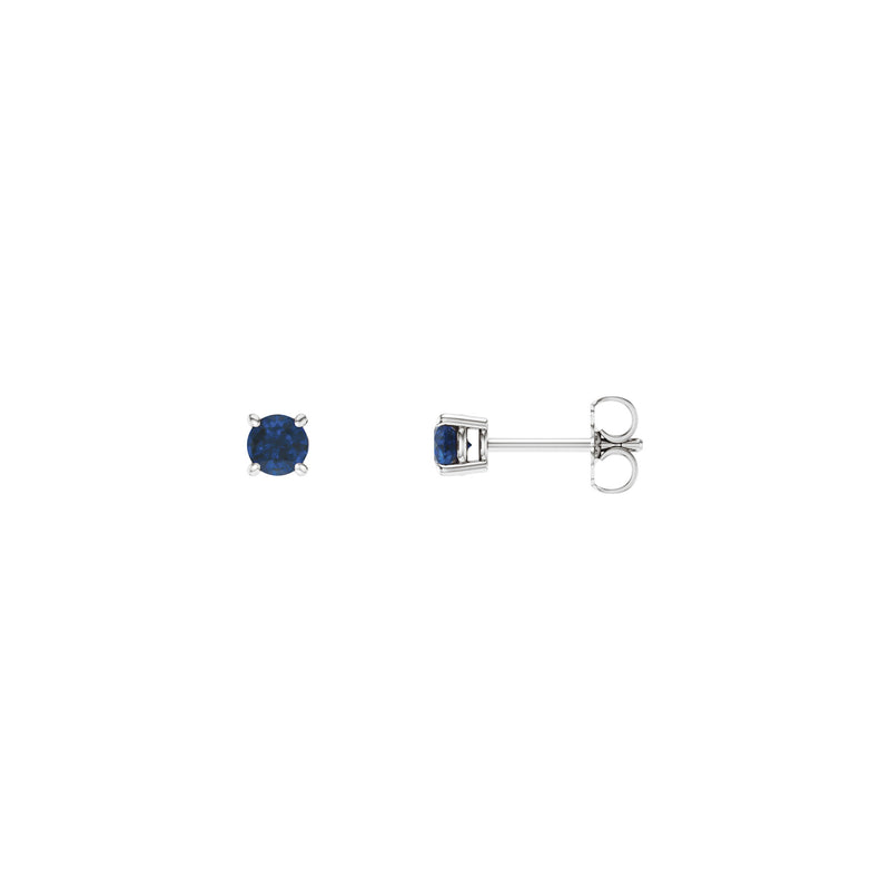 4 mm Round Natural Blue Sapphire Solitaire Stud Earrings (14K)