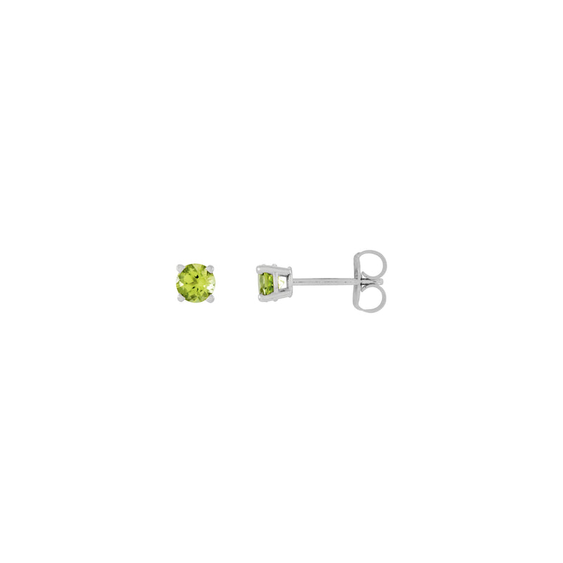 4 mm Round Natural Peridot Solitaire Stud Earrings (14K)