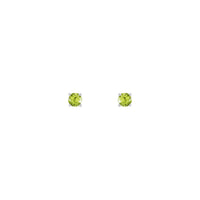 4 mm Round Natural Peridot Solitaire Stud Earrings (14K)