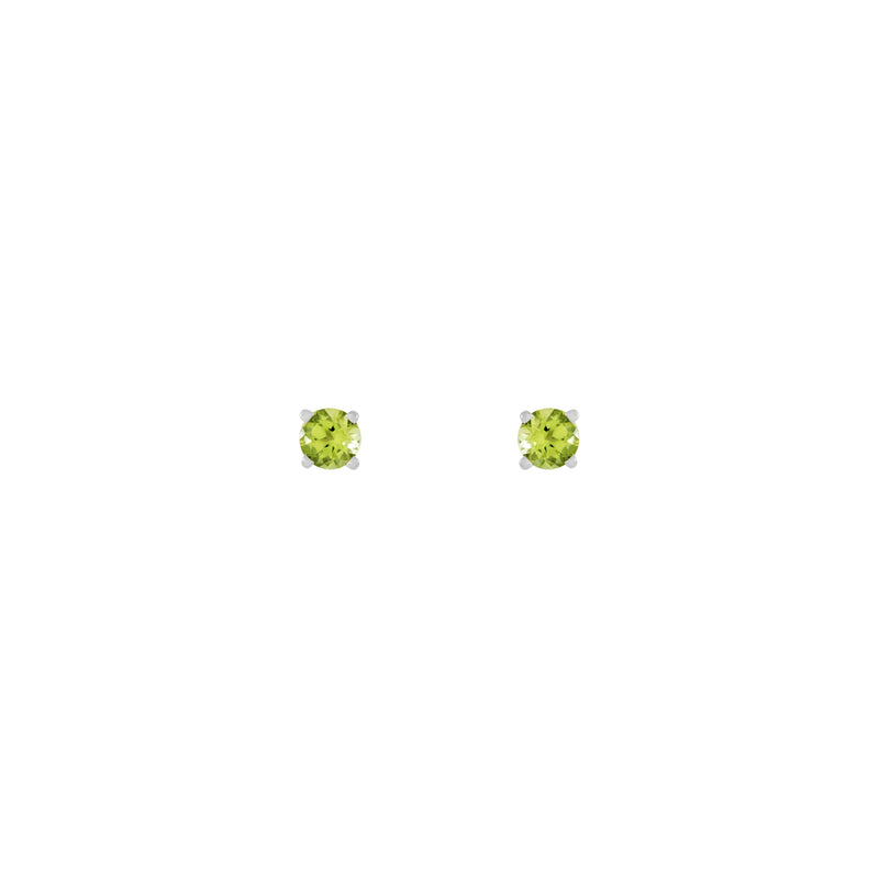 4 mm Round Natural Peridot Solitaire Stud Earrings (14K)