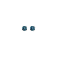 4 mm Round Swiss Blue Topaz 4-Prong Setting Stud Earrings (14K)