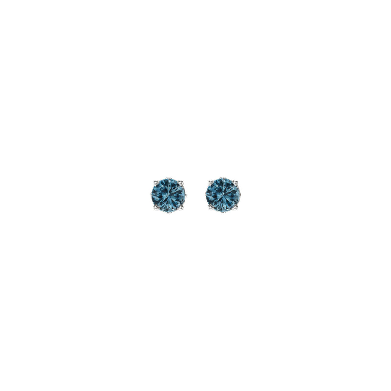 4 mm Round Swiss Blue Topaz 4-Prong Setting Stud Earrings (14K)