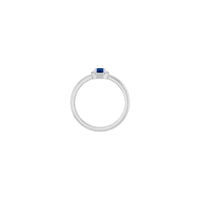 Blue Sapphire and Diamond French-Set Halo Ring