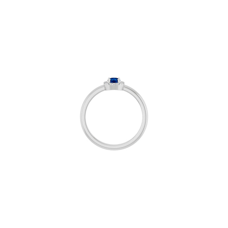 Blue Sapphire and Diamond French-Set Halo Ring