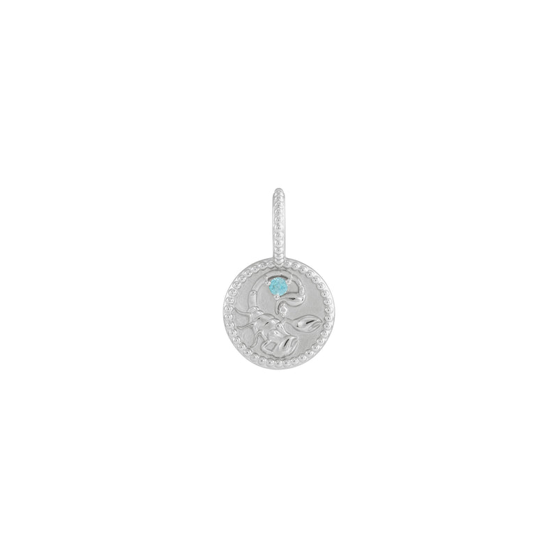 Blue Zircon and White Diamond Scorpio Zodiac Sign Pendant