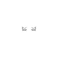 Front view of a 14K white gold Cat Face stud Earrings