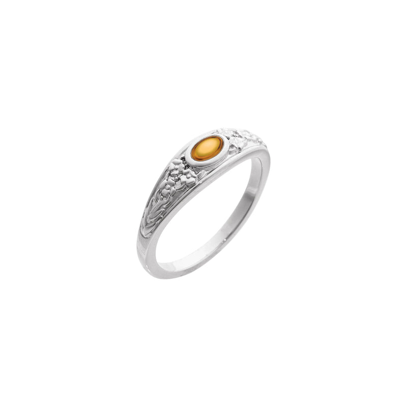 Citrine Cabochon Floral Ring