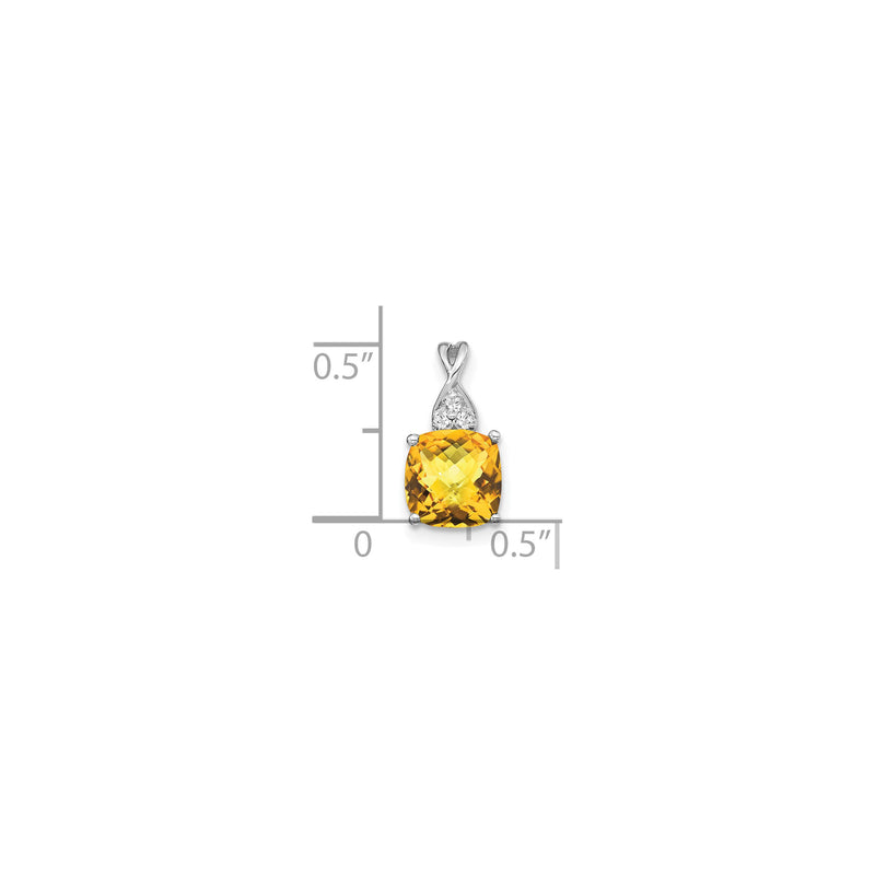 Cushion Citrine Diamond Pendant (14K)